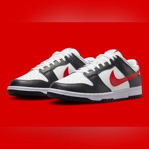 Nike Dunk Low Retro Red Swoosh Panda Black White Shoes FB3354-001 Men’s Sizes